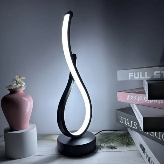 Abajur de Mesa LED Espiral Minimalista - Luminária Decorativa Moderna para Quartos e Escritórios
